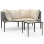 vidaXL 3-dielna záhradná sedacia súprava s podložkami sivá polyratan – Obrázok 2