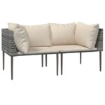 vidaXL 3-dielna záhradná sedacia súprava s podložkami sivá polyratan – Obrázok 4