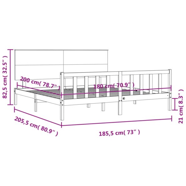 vidaXL Posteľný rám s čelom Super King masívne drevo – Obrázok 12