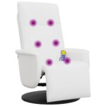 vidaXL Masážne sklápacie kreslo s podnožkou biele umelá koža – Obrázok 7