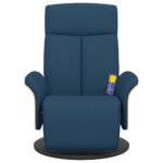 vidaXL Masážne sklápacie kreslo s podnožkou modré látkové – Obrázok 3