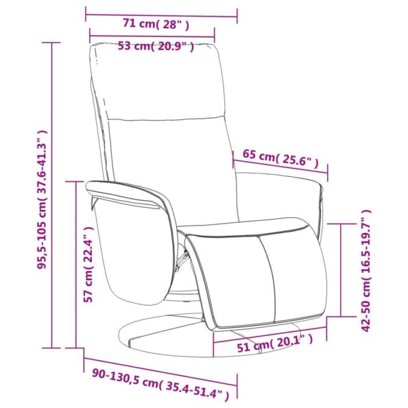 vidaXL Sklápacie kreslo s opierkou na nohy krémové umelá koža – Obrázok 9