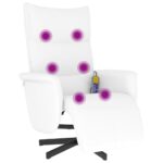 vidaXL Masážne sklápacie kreslo s podnožkou biele umelá koža – Obrázok 7