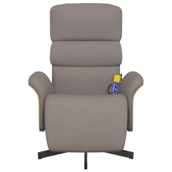 vidaXL Masážne sklápacie kreslo s podnožkou sivohnedé látkové – Obrázok 3