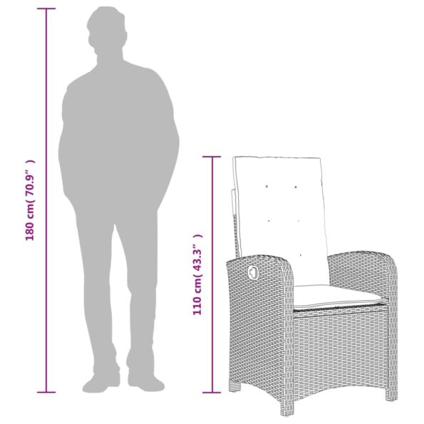 vidaXL 5-dielna záhr. jedálenská sada s vankúšmi mix béžovej polyratan – Obrázok 10