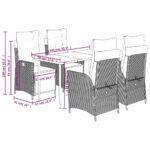 vidaXL 5-dielna záhradná jedálenská súprava s vankúšmi hnedá polyratan – Obrázok 9