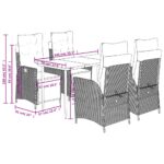vidaXL 5-dielna záhradná jedálenská sada s podložkami sivá polyratan – Obrázok 9
