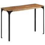 vidaXL Konzolový stolík hnedý 110x35x76 cm mangovníkový masív a železo – Obrázok 3
