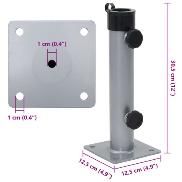 vidaXL Podstavec na slnečník pre tyč Ø38/48 mm strieborný oceľ – Obrázok 7