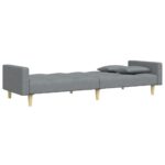 vidaXL 2-miestna rozkladacia pohovka s podnožkou bledosivá látka – Obrázok 5