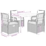 vidaXL 5-dielna záhradná jedálenská sada s podložkami sivá polyratan – Obrázok 8