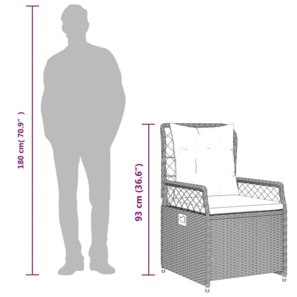 vidaXL 5-dielna záhradná jedálenská sada s podložkami sivá polyratan – Obrázok 9