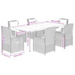 vidaXL 7-dielna záhradná jedálenská sada s podložkami sivá polyratan – Obrázok 8