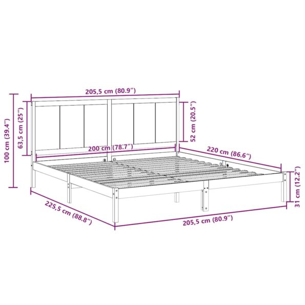 vidaXL Extra dlhá posteľ bez matraca 200x220 cm masívne drevo – Obrázok 9