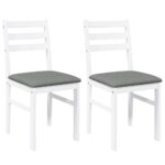 vidaXL jedálenské stoličky s vankúšmi 2 ks Biela guma masívneho dreva – Obrázok 2