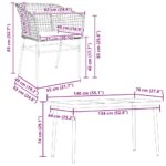 vidaXL 5-dielna záhradná jedálenská súprava+podložky, čierna polyratan – Obrázok 10