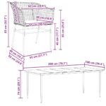 vidaXL 7-dielna záhr. jedálenská súprava vankúše hnedá polyratan sklo – Obrázok 10