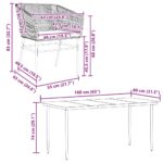vidaXL 5-dielna záhradná jedálenská súprava+podložky, čierna polyratan – Obrázok 10