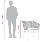 vidaXL 5-dielna záhradná jedálenská súprava+podložky, čierna polyratan – Obrázok 11