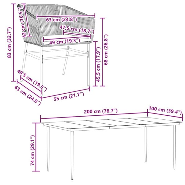 vidaXL 7-dielna záhradná súprava a vankúše polyratan a sklo – Obrázok 10