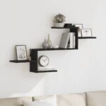 vidaXL Nástenná polica čierny dub 104x15x49 cm kompozitné drevo
