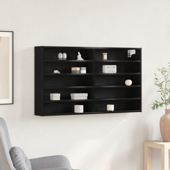 873906_1.jpg vidaXL Vitrína Čierny Dub 100x15x58 cm Kompozitné Dřevo – Obrázok 1