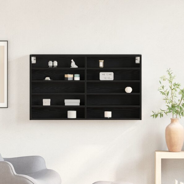 873906_4.jpg vidaXL Vitrína Čierny Dub 100x15x58 cm Kompozitné Dřevo – Obrázok 4