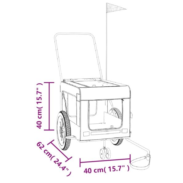 vidaXL Cyklovozík pre zvieratá, čierny, oxfordská látka, železo – Obrázok 13