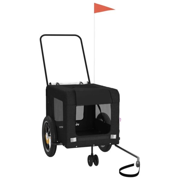 vidaXL Cyklovozík pre zvieratá, čierny, oxfordská látka, železo – Obrázok 2