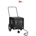 vidaXL Cyklovozík pre zvieratá, čierny, oxfordská látka, železo – Obrázok 3