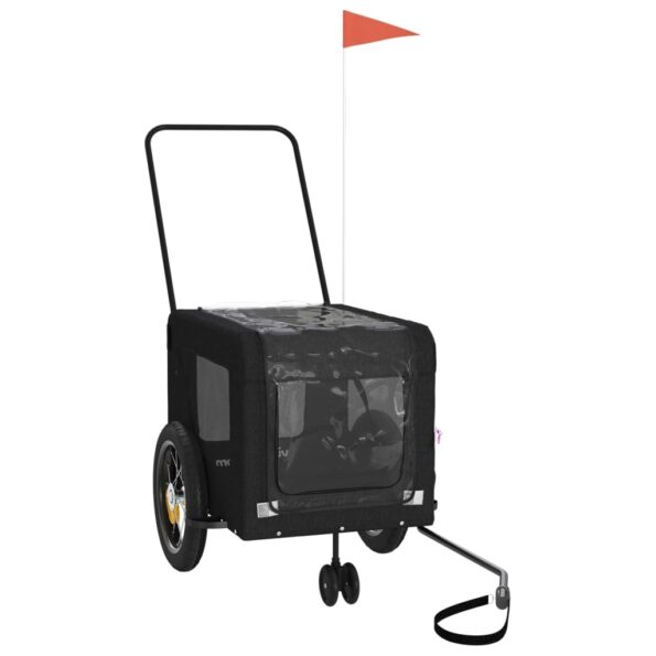 vidaXL Cyklovozík pre zvieratá, čierny, oxfordská látka, železo – Obrázok 3