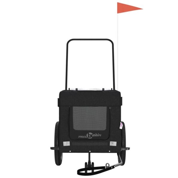 vidaXL Cyklovozík pre zvieratá, čierny, oxfordská látka, železo – Obrázok 5