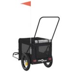 vidaXL Cyklovozík pre zvieratá, čierny, oxfordská látka, železo – Obrázok 9