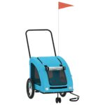 vidaXL Cyklovozík pre zvieratá, modrý, oxfordská látka, železo – Obrázok 2