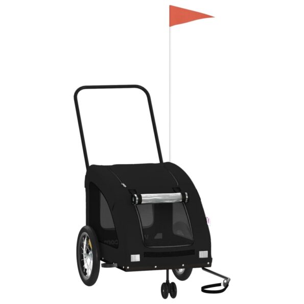 vidaXL Cyklovozík pre zvieratá, čierny, oxfordská látka, železo – Obrázok 2