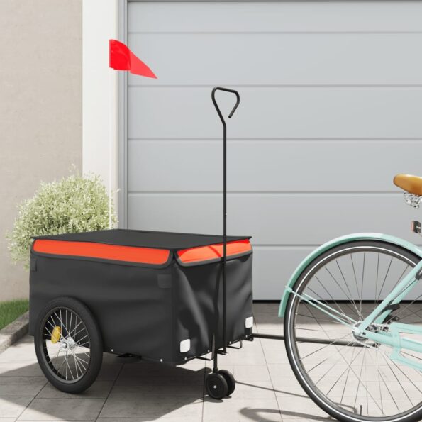 94096_1.jpg vidaXL Vozík za bicykel, čierno oranžový 30 kg, železo – Obrázok 1