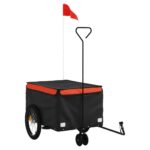 vidaXL Vozík za bicykel, čierno oranžový 30 kg, železo – Obrázok 2