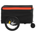 vidaXL Vozík za bicykel, čierno oranžový 30 kg, železo – Obrázok 7