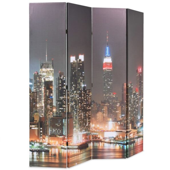 vidaXL Skladací paraván 160x170 cm, potlač nočného New Yorku – Obrázok 2