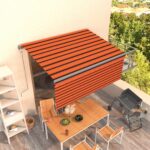 vidaXL Automatická markíza s tienidlom 3,5x2,5m oranžovo-hnedá