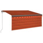 vidaXL Automatická markíza s tienidlom 3,5x2,5m oranžovo-hnedá – Obrázok 2