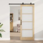 Posuvné dvere vidaXL s hardvérovým setom 'ORKDAL'83x211 cm, Interiérové dvere vidaXL s brutom 'ORKDAL'83x211x4 cm zo soľného dreva – Obrázok 3