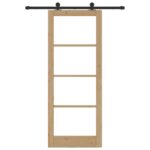 Posuvné dvere vidaXL s hardvérovým setom 'ORKDAL'83x211 cm, Interiérové dvere vidaXL s brutom 'ORKDAL'83x211x4 cm zo soľného dreva – Obrázok 4