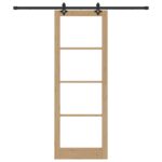 Posuvné dvere vidaXL s montážnym setom 83x232 cm Masívne drevo borovica, Interiérové dvere vidaXL so sklom 'ORKDAL'83x232x4 cm Masívne drevo borovica – Obrázok 4