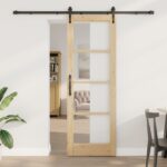 Posuvné dvere vidaXL s upevňovacím setom 'ORKDAL'73.5x211 cm, Interiérové dvere vidaXL so skleneným 'ORKDAL'73.5x211x4 cm z kvalitného borovicového dreva