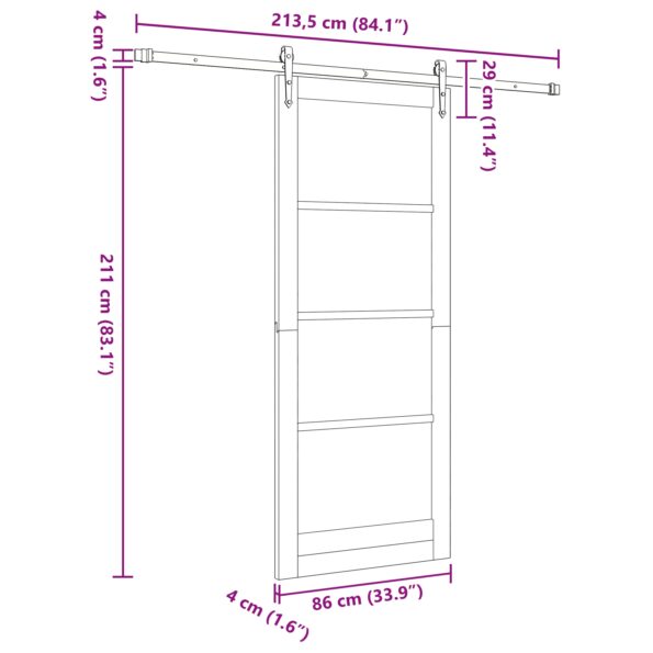vidaXL Sliding Door s hardvérom 'ORKDAL'86x211 cm – Obrázok 11
