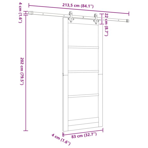 vidaXL Posuvné dvere s hardvérovou sadou 'ORKDAL'z masívu z borovice – Obrázok 11