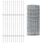 vidaXL Euro Oplotenie s 11 U stĺpmi Strieborné 0.6x50 m Oceľ – Obrázok 4