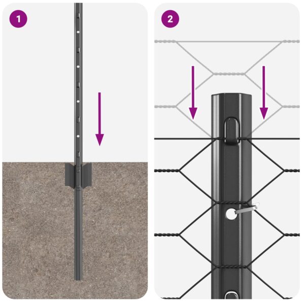 vidaXL Plotové stĺpiky 11 ks U-Channel Sivá 80 cm Oceľ – Obrázok 9