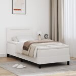 vidaXL Boxspring posteľ s matracom bielej farby 90x200 cm z umelej kože